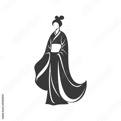minimalist logo or symbol chinese women black color only