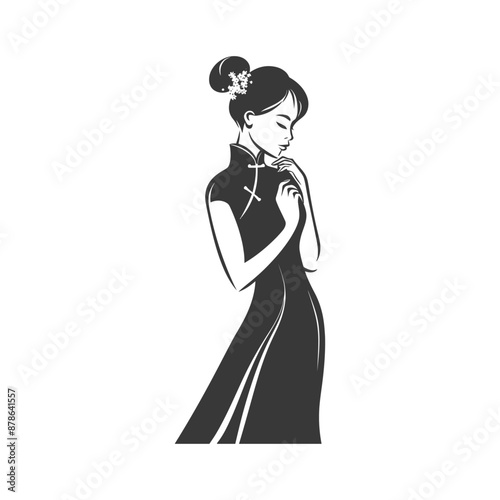 minimalist logo or symbol chinese women black color only