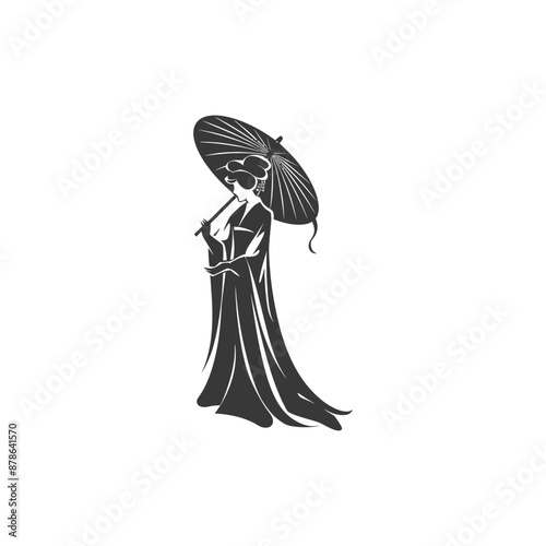 minimalist logo or symbol chinese women black color only
