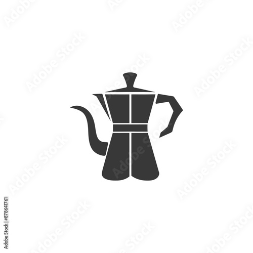 Moka Pot Icon: Simple Gray Silhouette on White
