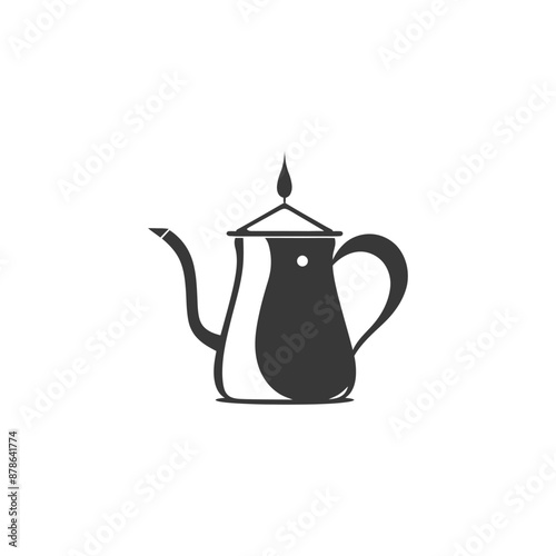 Stylish Monochrome Illustration: Traditional Coffee Pot Icon