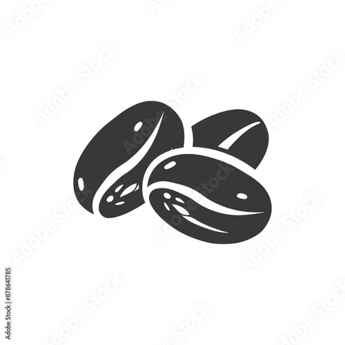 Stylized Monochrome Coffee Beans Icon Graphic