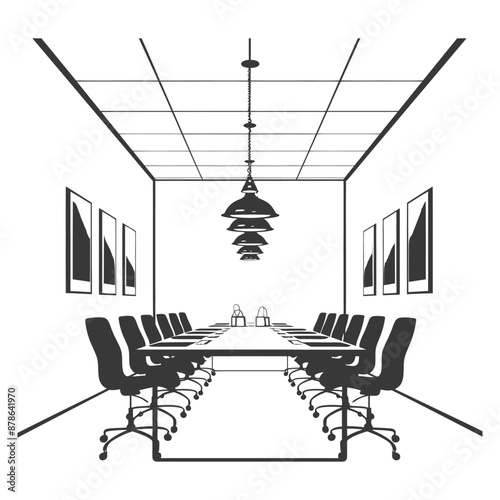 Monochromatic Minimalist Modern Conference Room Interior Design