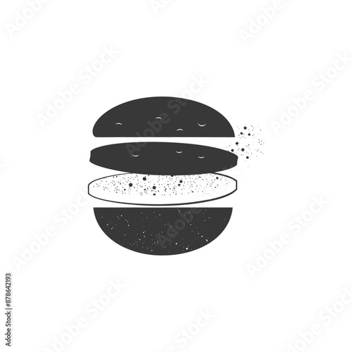 Disintegrating Burger: Monochrome Graphic Design Element
