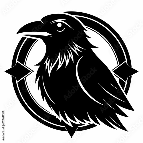 black and white crow head illustration photo