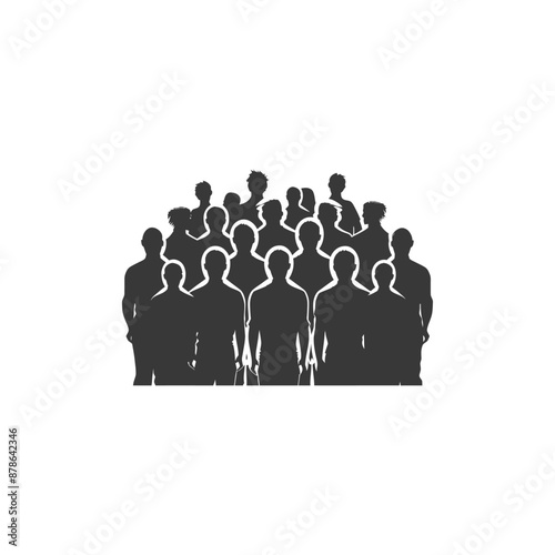 Silhouette Crowd: Diverse Group of People Standing Together