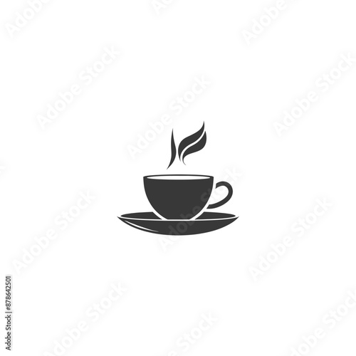 Simple Silhouette of Steaming Teacup and Saucer Logo