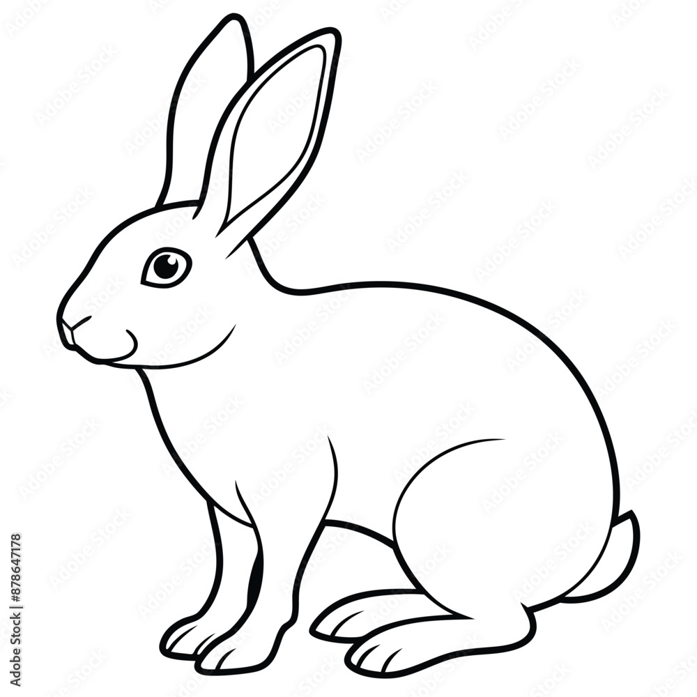Obraz premium Hare silhouette set. Vector illustration black and white
