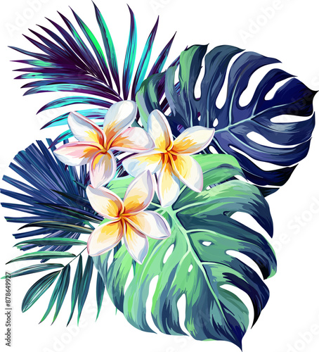 Bouquet of tropical flowers. Exotic, paradise flowers. Hawaiian bouquet