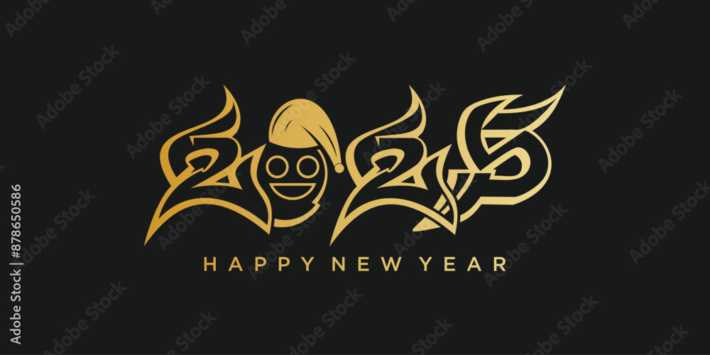 Happy new year 2025 logo design unique concept Premium Vector Happy new year 2025 logo design unique concept Premium Vector