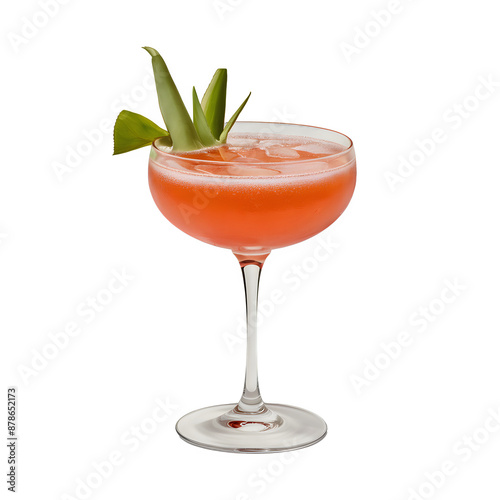 Isolated Aloe Rose Fizz Cocktail Drink Glass on a Transparent Background, Png Format, 3d Cocktail Drink Glass Image