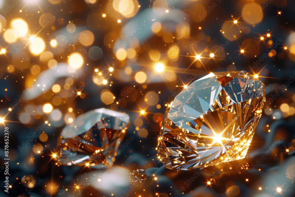 Collection of precious golden diamonds with perfect cuts