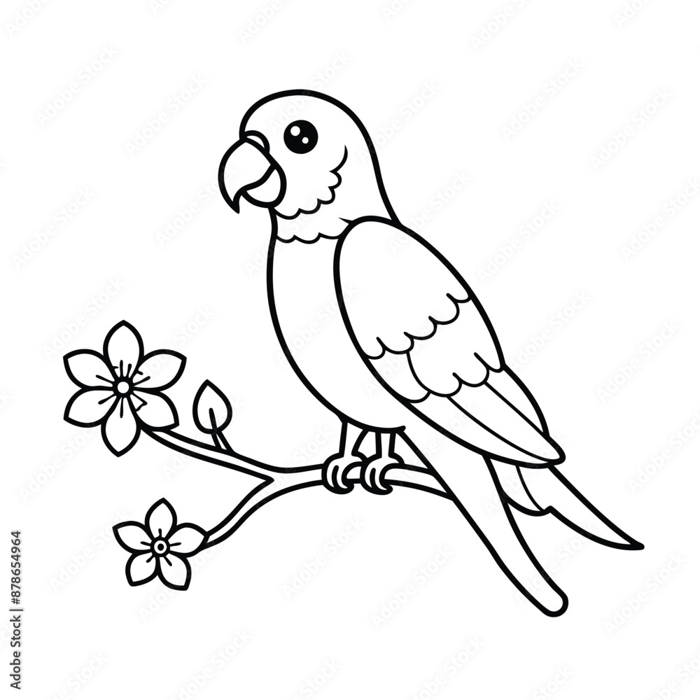 Fototapeta premium Parrot and flower coloring pages