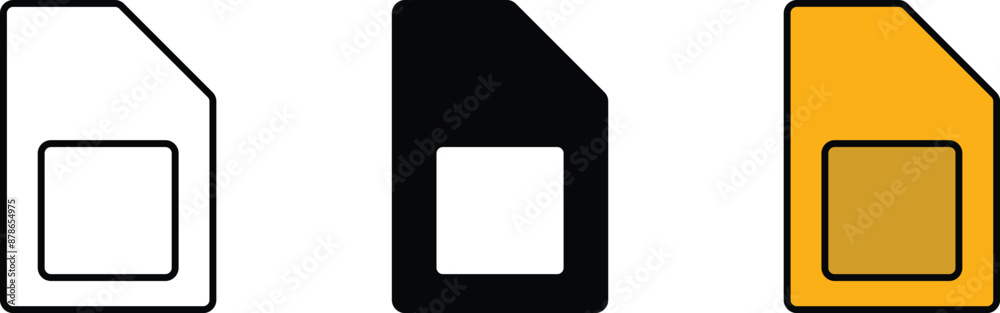 Sim card icon, symbol in lined, isolated and colored style. Vector illustration Sim card icon, symbol in lined, isolated and colored style. Vector illustration