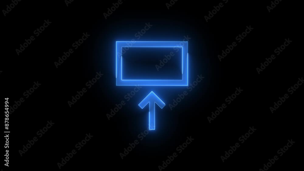 Setlock screen arrow square stroke icon glowing neon blue color animation Setlock screen arrow square stroke icon glowing neon blue color animation