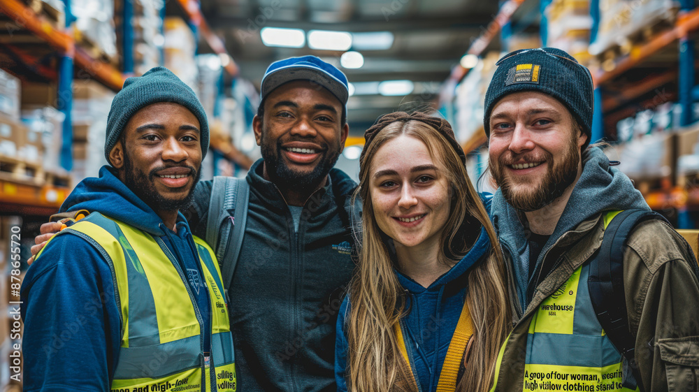 Diverse Warehouse Team Celebrating Unity and Teamwork Diverse Warehouse Team Celebrating Unity and Teamwork