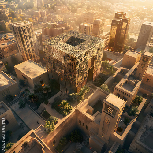 the mukaab or the new mukaab in Riyadh Saudi Arabia 2030	 photo