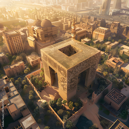 the mukaab or the new mukaab in Riyadh Saudi Arabia 2030	 photo