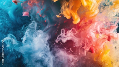 Multicolored Smoke Ink and Fire in Abstract Setting © AkuAku
