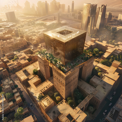 the mukaab or the new mukaab in Riyadh Saudi Arabia 2030	 photo