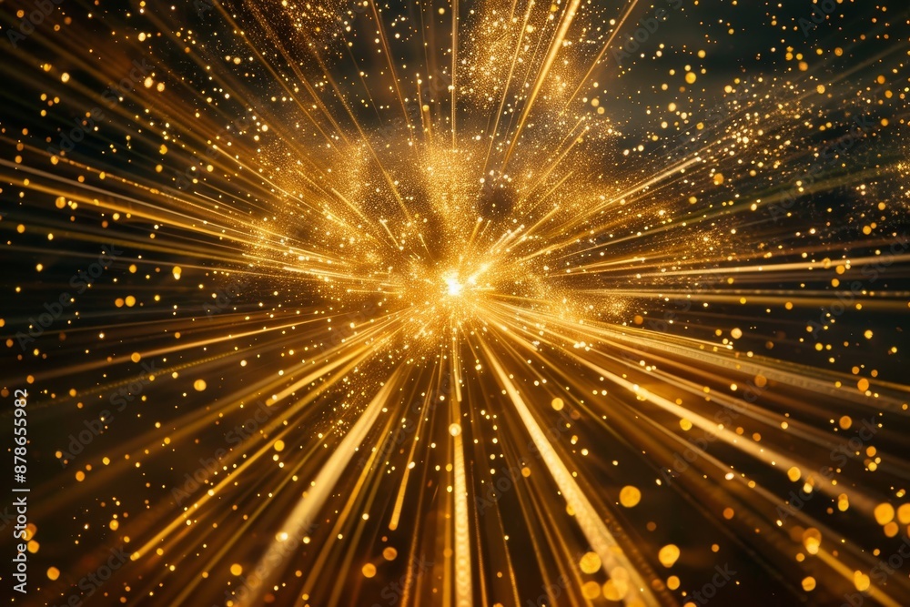 Bright gold rays bursting from a central point in the dark night sky, Bright gold rays bursting from a central point, illuminating the space Bright gold rays bursting from a central point in the dark night sky, Bright gold rays bursting from a central point, illuminating the space