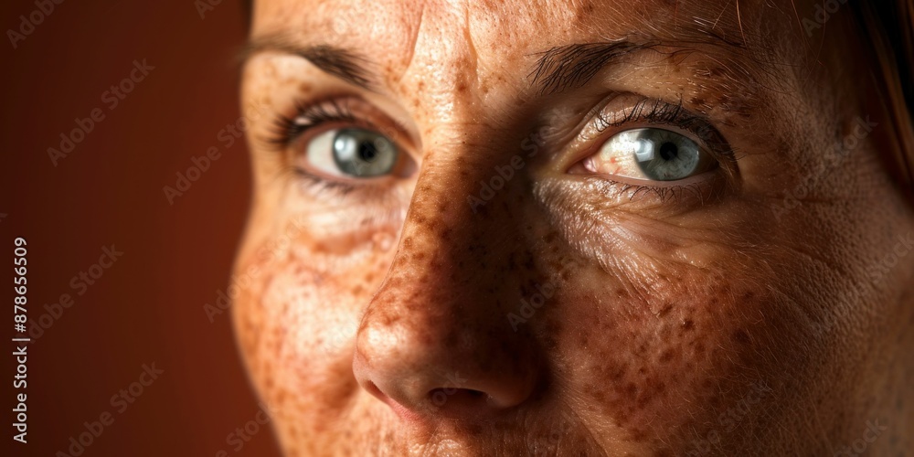 Closeup of Elderly Woman's Face with Wrinkles. Generative ai