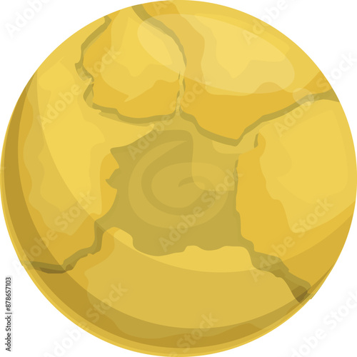 Yellow planet surface with craters representing global warming and climate change issues