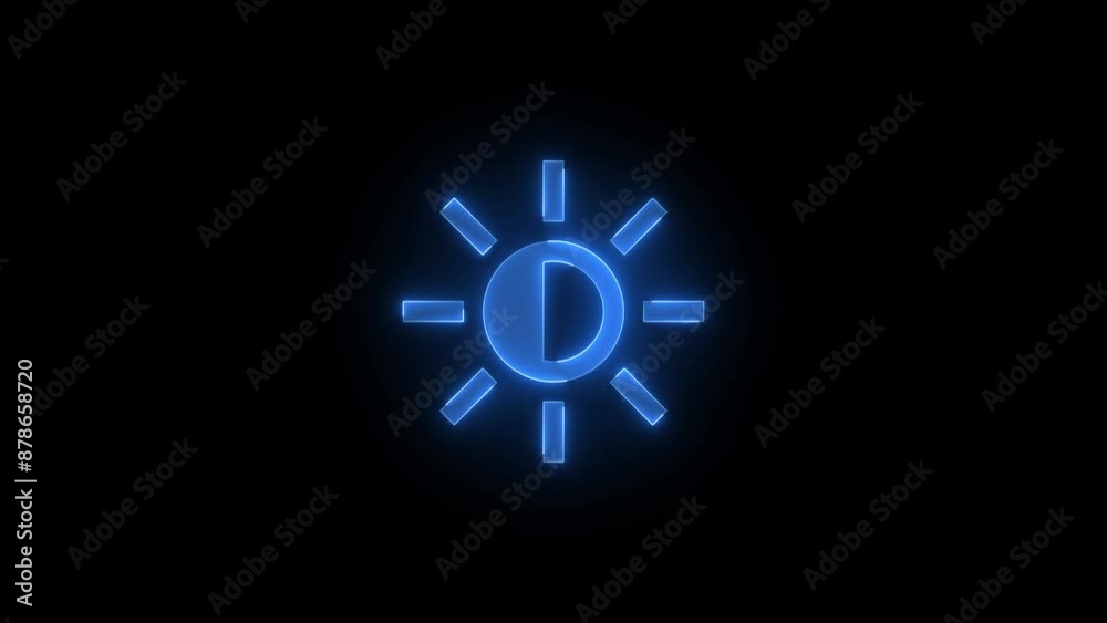 Light sun symbol icon glowing neon blue color animation Light sun symbol icon glowing neon blue color animation