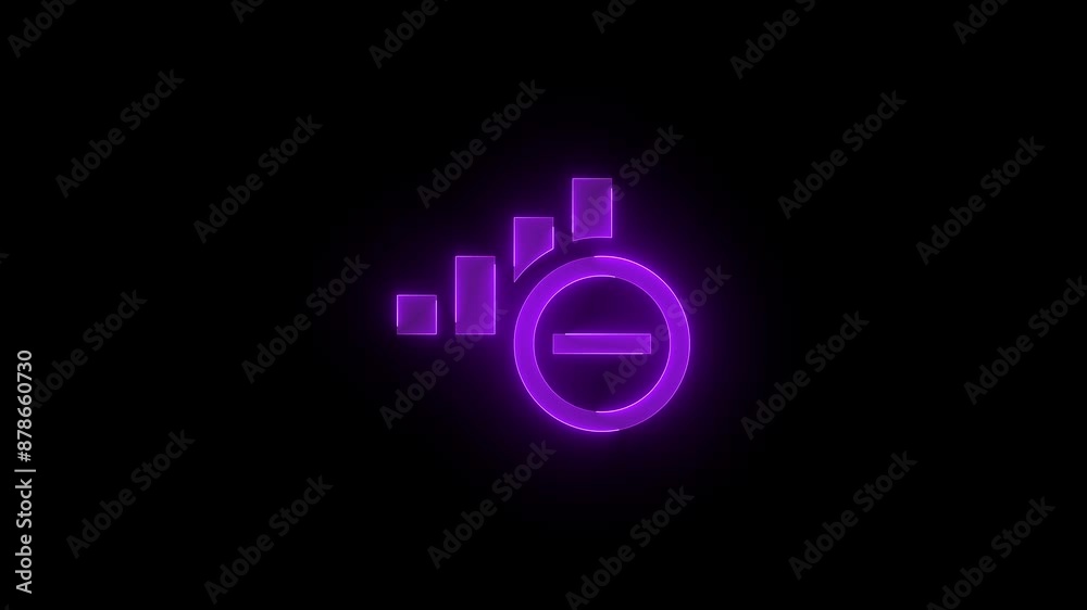 Data sense bar icon glowing neon purple color animation Data sense bar icon glowing neon purple color animation