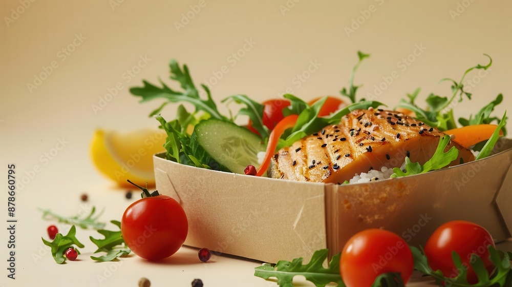 a small meal pack, scene setting, beige backdrop, isolated on white background a small meal pack, scene setting, beige backdrop, isolated on white background