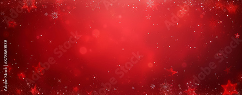Red christmas glitter background with stars. Festive glowing blurred texture. © FATNA