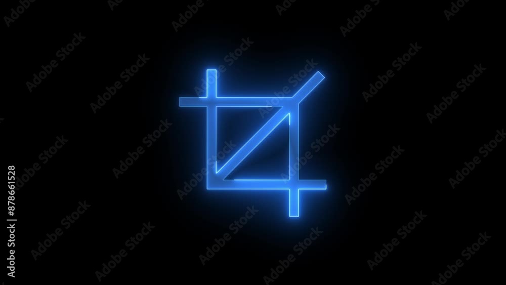 Crop shape stroke icon glowing neon blue color animation Crop shape stroke icon glowing neon blue color animation