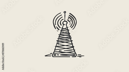 Antenna vector sketch icon isolated on background. 