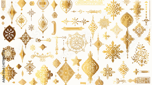 Arabic culture seamless vector patterns. Gold asian 