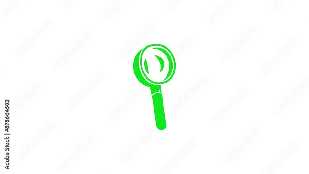 Magnifying glass shape icon animation on white background Magnifying glass shape icon animation on white background