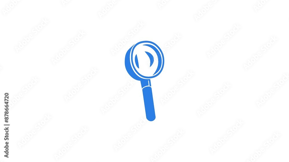 Magnifying glass shape icon animation on white background Magnifying glass shape icon animation on white background
