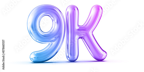 9k Followers Gradient Number 3D Render photo