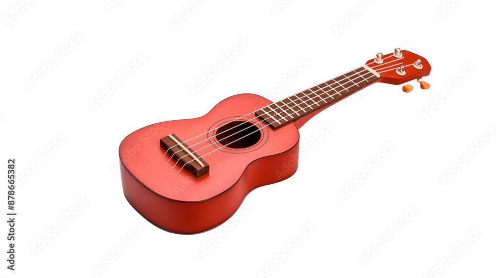 Fototapeta premium Red ukulele, isolated on transparent background.