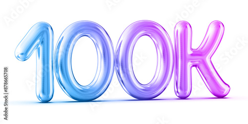 100k Followers Gradient Number 3D Render