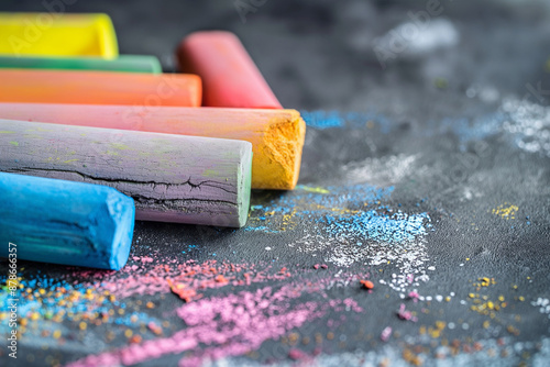 colored chalk on black board