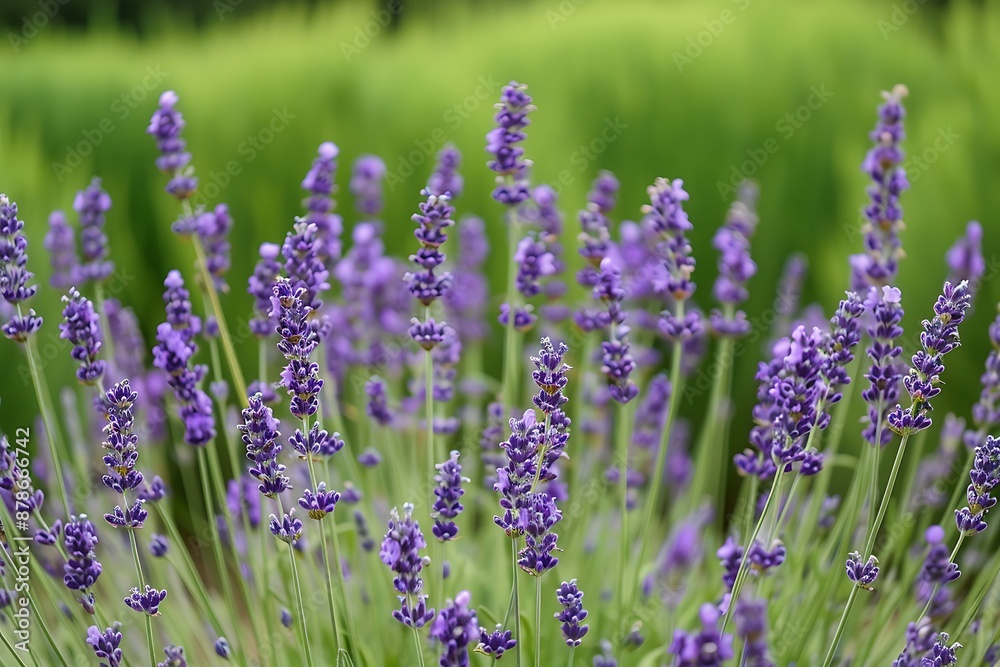 Fototapeta premium A field of lavender swaying, with a focus on the textures