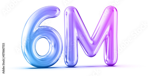 6M Followers Gradient Number 3D Render photo