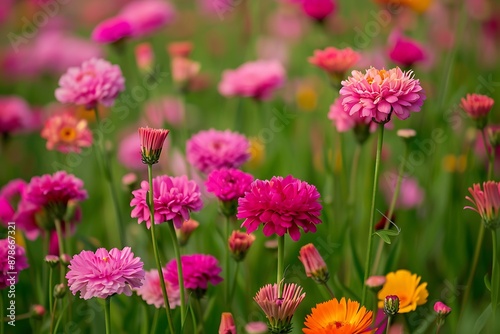 A field of radiant energy flowers, blooming in a vibrant competition