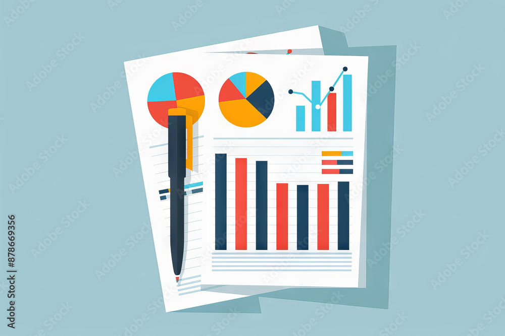 Business reports, charts, graphs and analysis with pen. Concept of finance, accounting, marketing, research and planning Business reports, charts, graphs and analysis with pen. Concept of finance, accounting, marketing, research and planning
