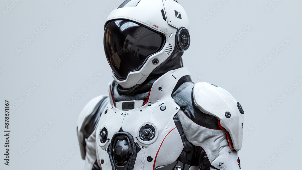 A sleek modern spacesuit with clean lines and advanced materials