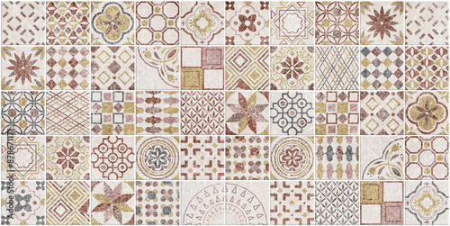 Brown and sand tiles decor pattern in Mediterranean style antique