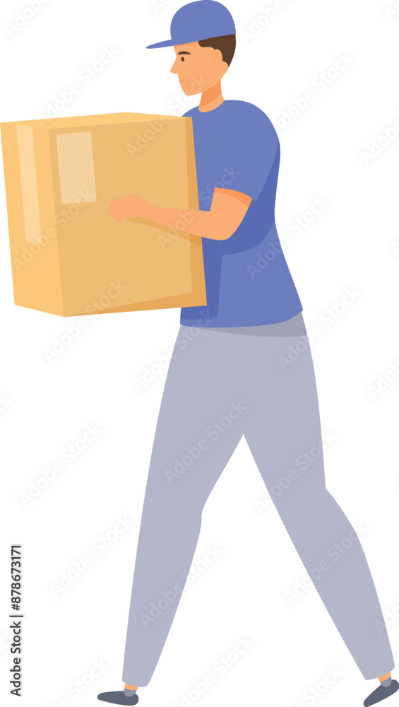 Delivery company employee carrying a large cardboard box Delivery company employee carrying a large cardboard box