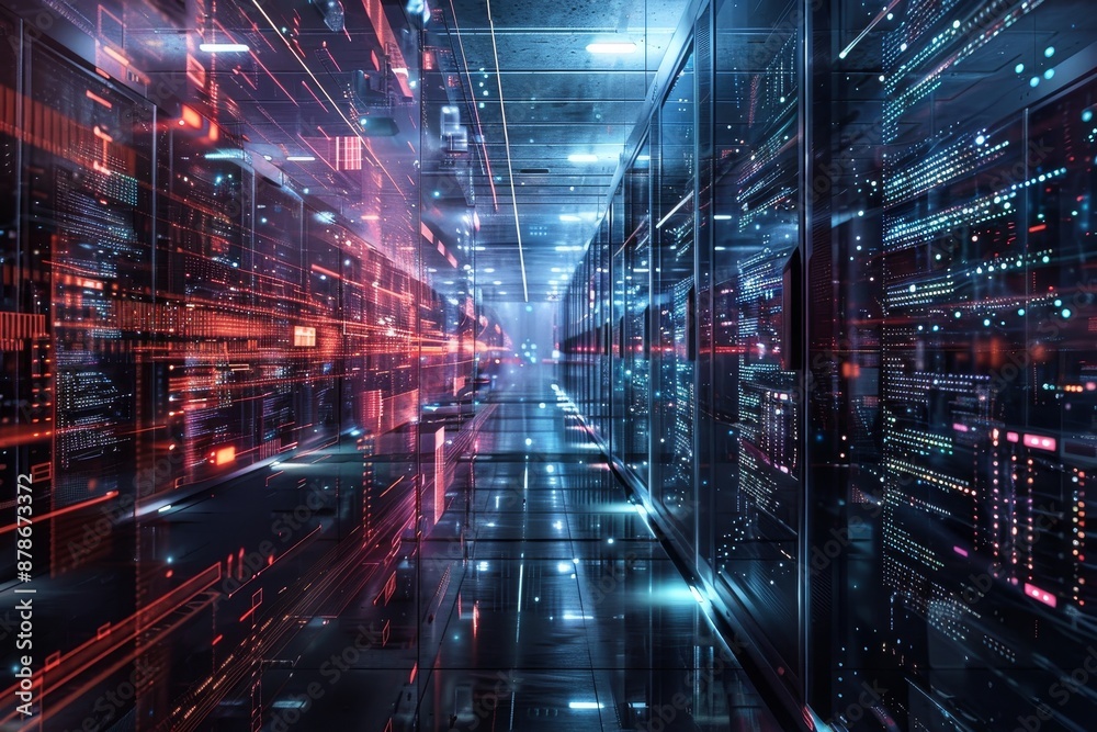 Neon-Lit Long Hallway, Capture the essence of seamless file sharing and accessibility with an artistic interpretation of network-attached storage Neon-Lit Long Hallway, Capture the essence of seamless file sharing and accessibility with an artistic interpretation of network-attached storage