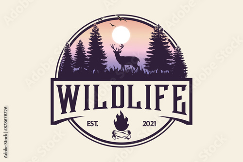 Wildlife deer forest vector 