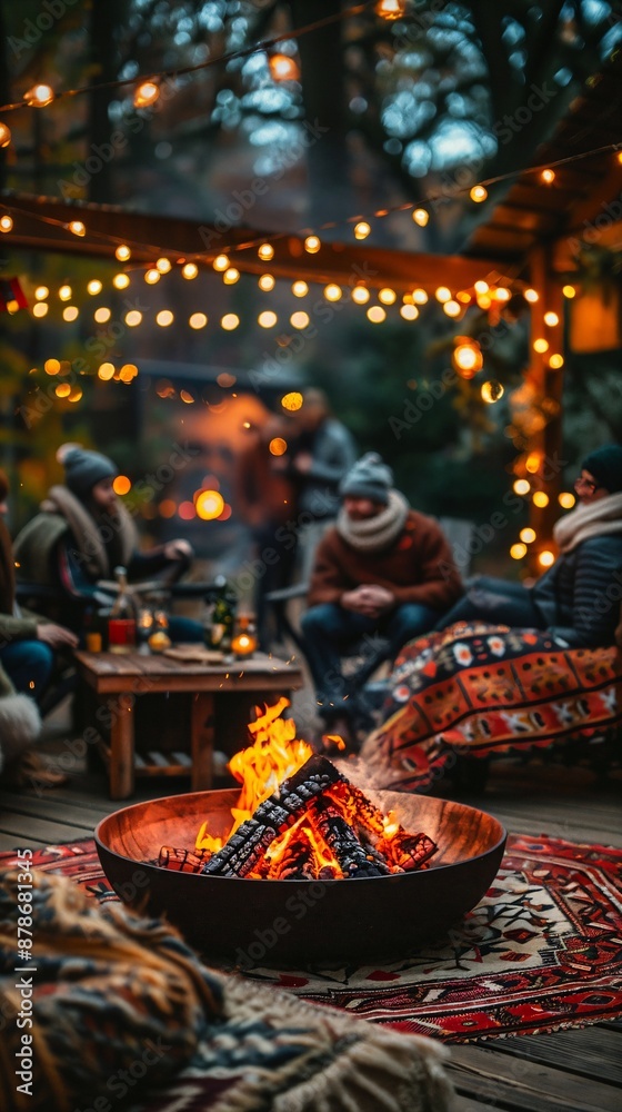 a group of people sitting around a fire pit a group of people sitting around a fire pit
